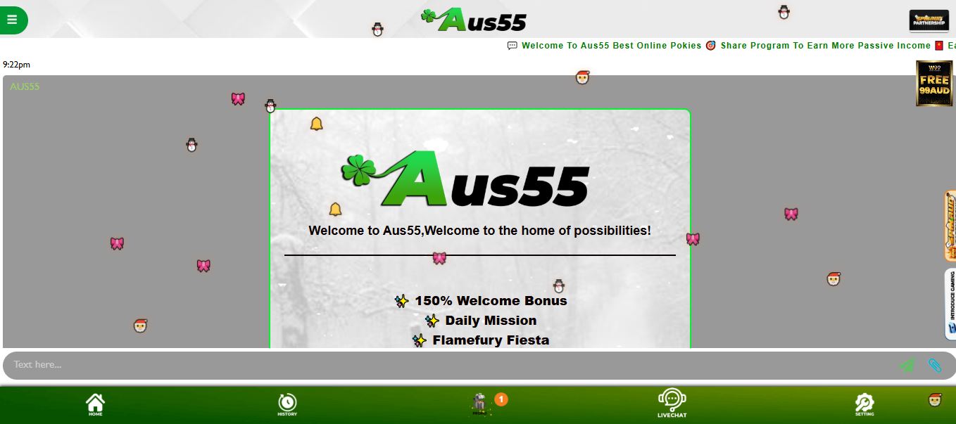 Get instant support through Aus55 live chat feature